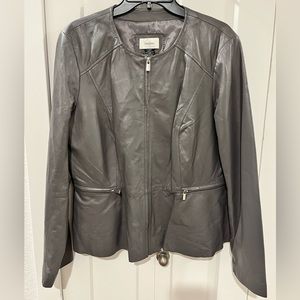 NEIMAN MARCUS PRE-LOVED AUTHENTIC GREY SUPPLE GENUINE LEATHER JACKET
